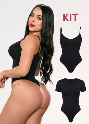 Kit 2 Bodys: Tanga Seamless y Manga Corta | Salome 7001 + 01L5