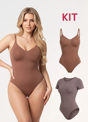 Kit 2 Bodys: Tanga Seamless y Manga Corta | Salome 7001 + 01L5