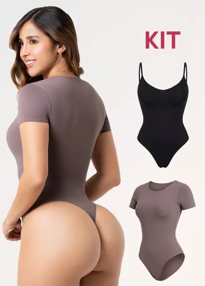 Kit 2 Bodys: Tanga Seamless y Manga Corta |  Salome 7001 + 01L5